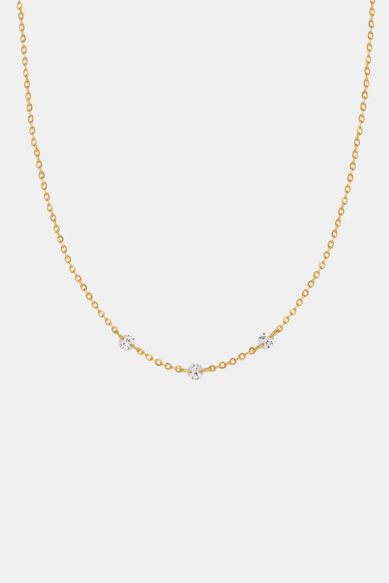 Floating Stone Necklace Gold