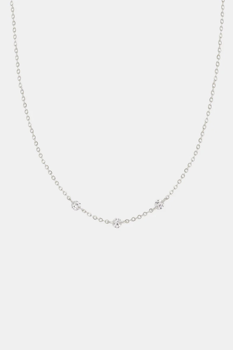 Floating Stone Necklace Silver