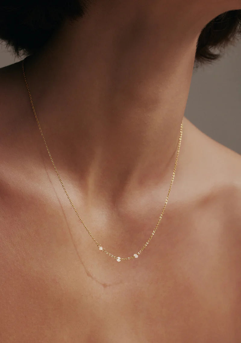 Floating Stone Necklace Gold