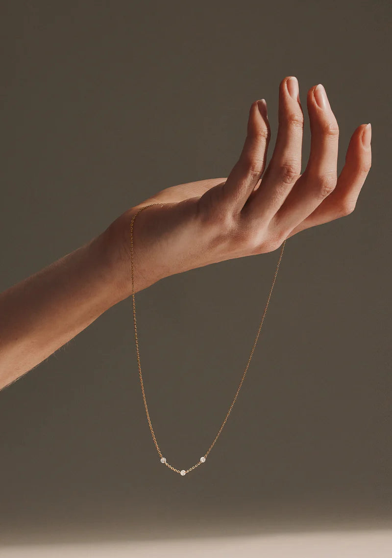 Floating Stone Necklace Gold