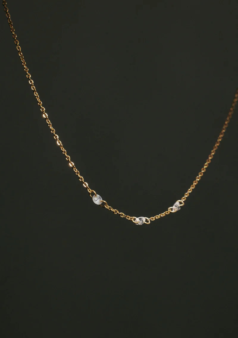 Floating Stone Necklace Gold