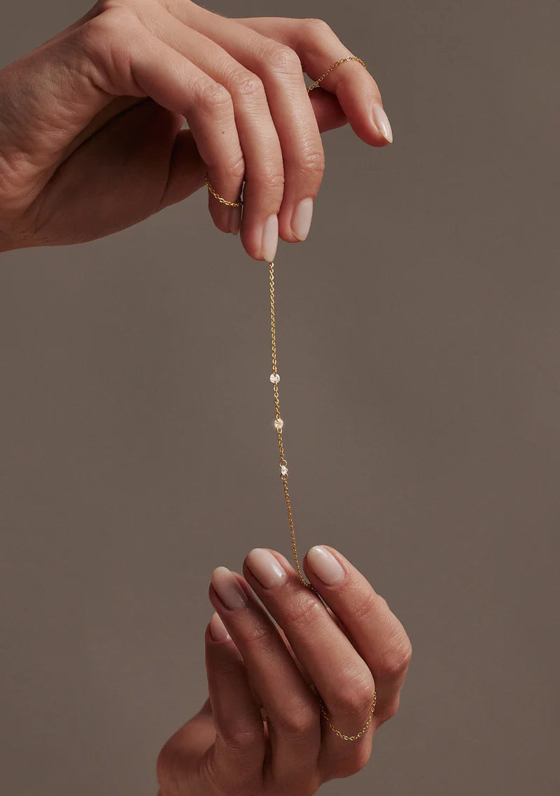 Floating Stone Necklace Gold