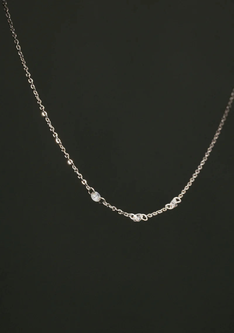 Floating Stone Necklace Silver