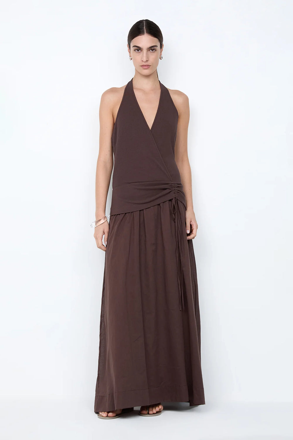 Sabrine Halter Maxi Dress Chocolate