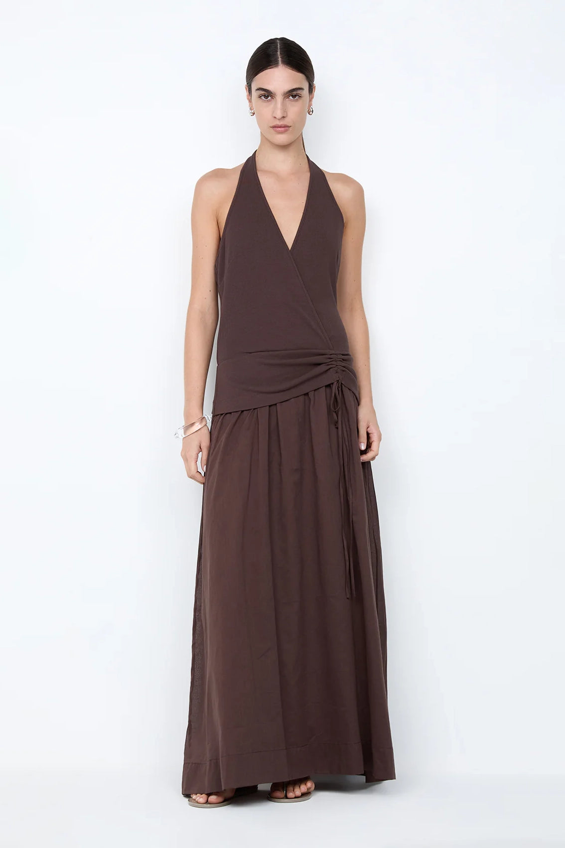 Sabrine Halter Maxi Dress Chocolate