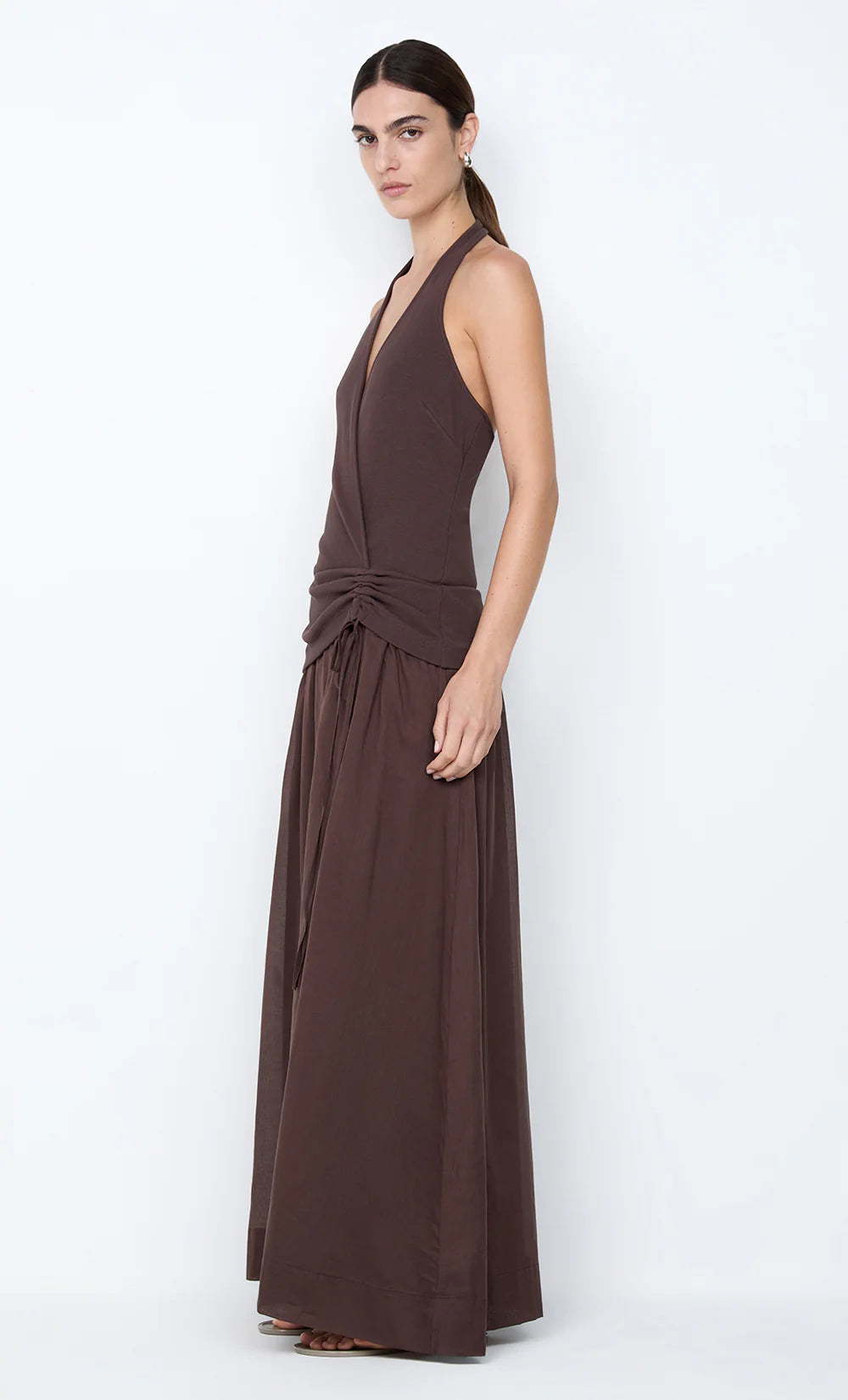 Sabrine Halter Maxi Dress Chocolate