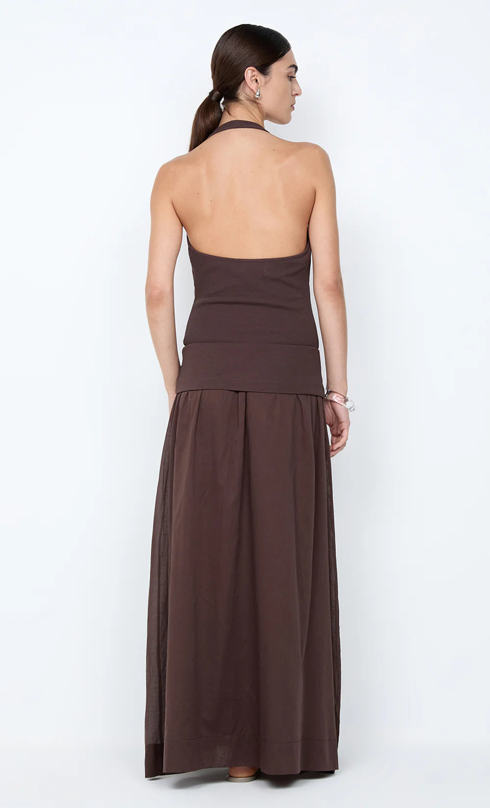 Sabrine Halter Maxi Dress Chocolate