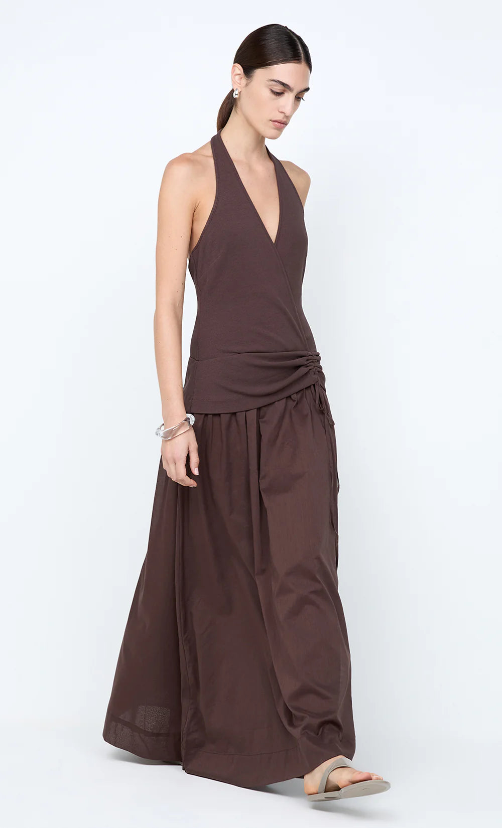 Sabrine Halter Maxi Dress Chocolate
