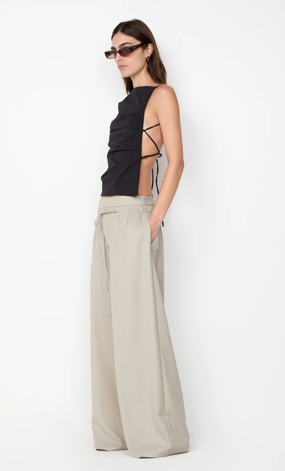 Allira Tie Top Black