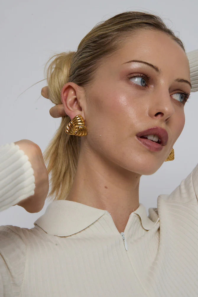 Tri Gold Earrings