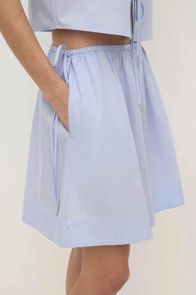 Havana Stripe Poplin Skirt Blue White Stripe