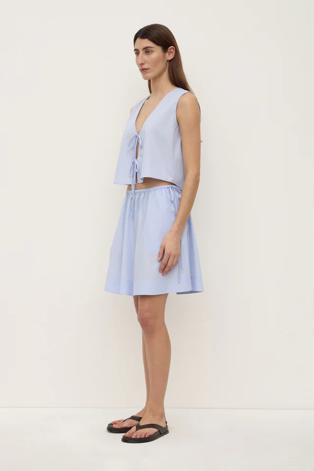 Havana Stripe Poplin Skirt Blue White Stripe