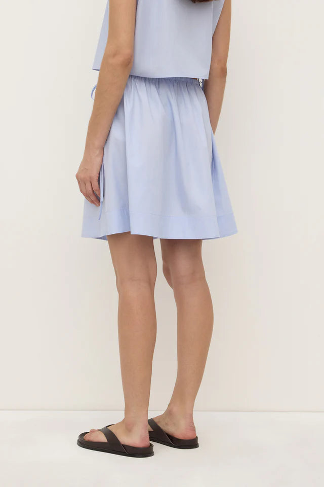 Havana Stripe Poplin Skirt Blue White Stripe