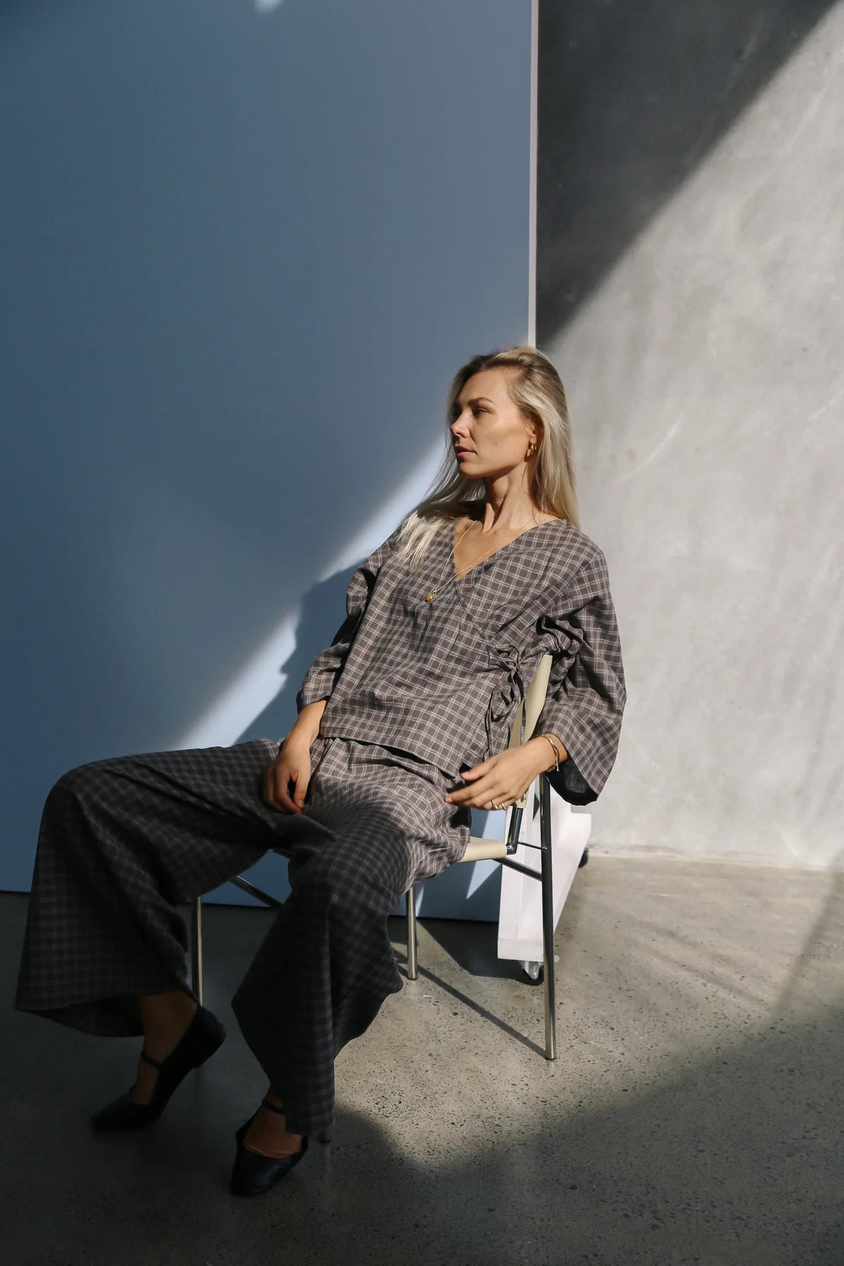 The Bare Road Mia wrap Top Maple gingham
