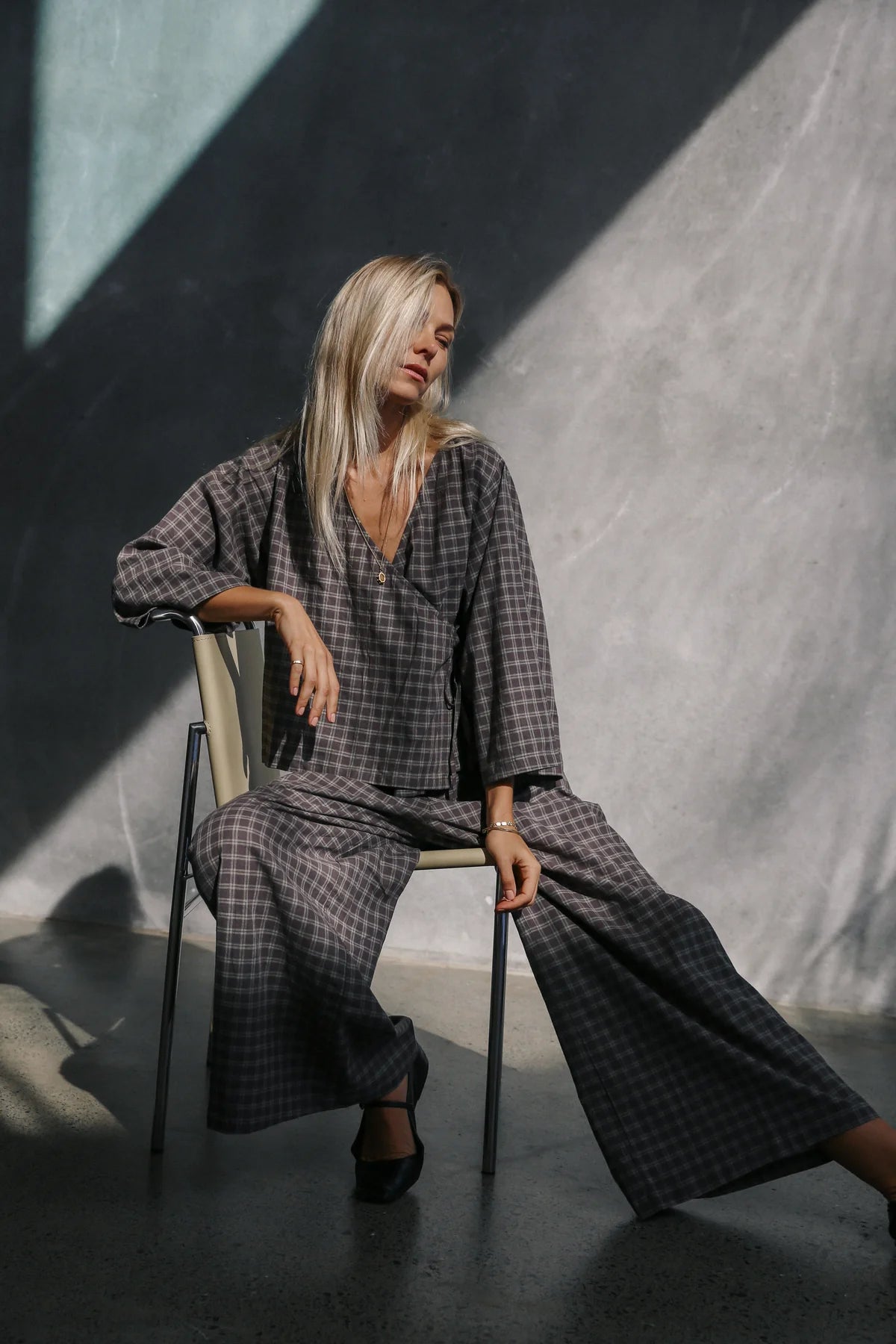 The Bare Road Mia wrap Top Maple gingham