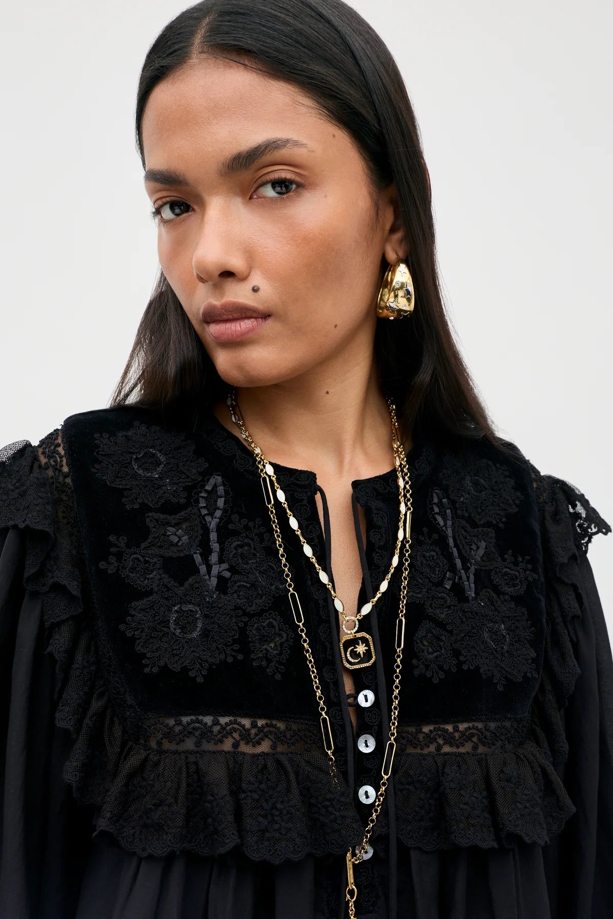 Rixo Inez Dress Lilly Embroidery Black