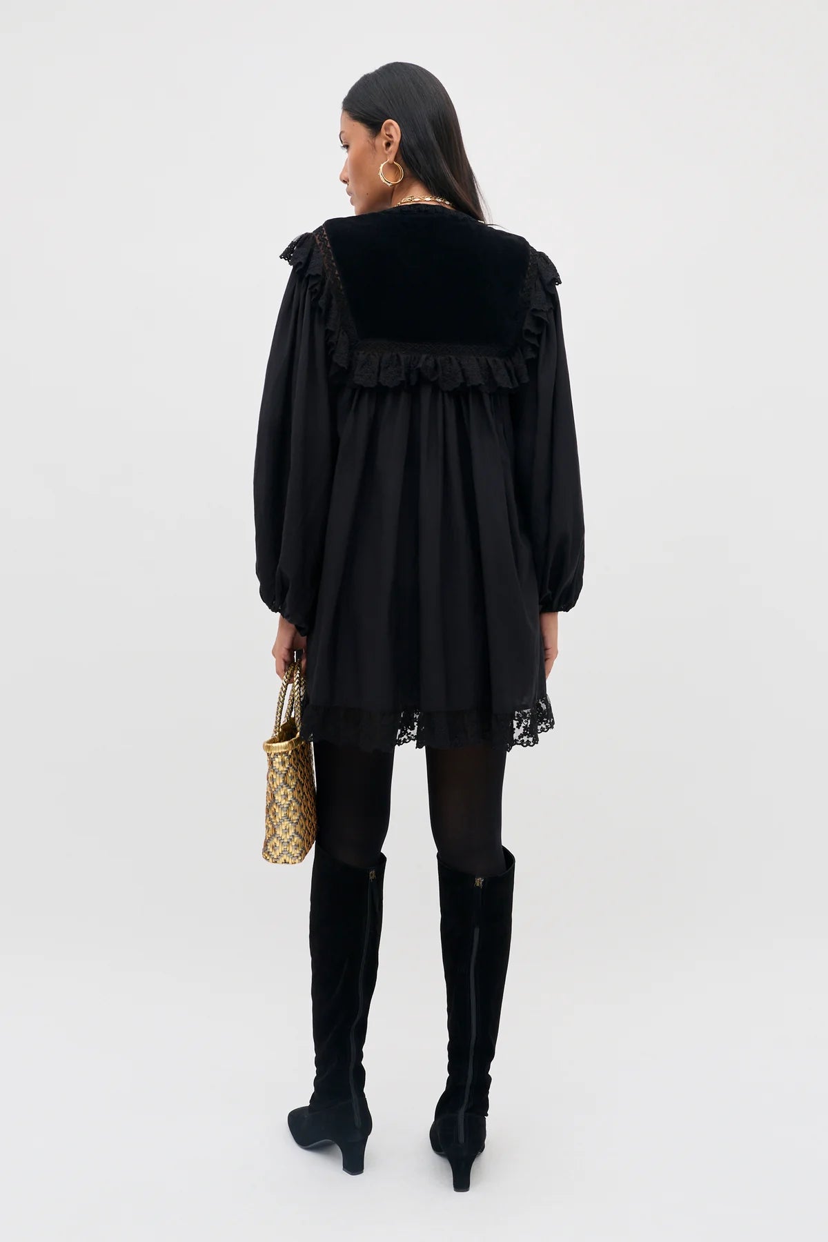 Rixo Inez Dress Lilly Embroidery Black