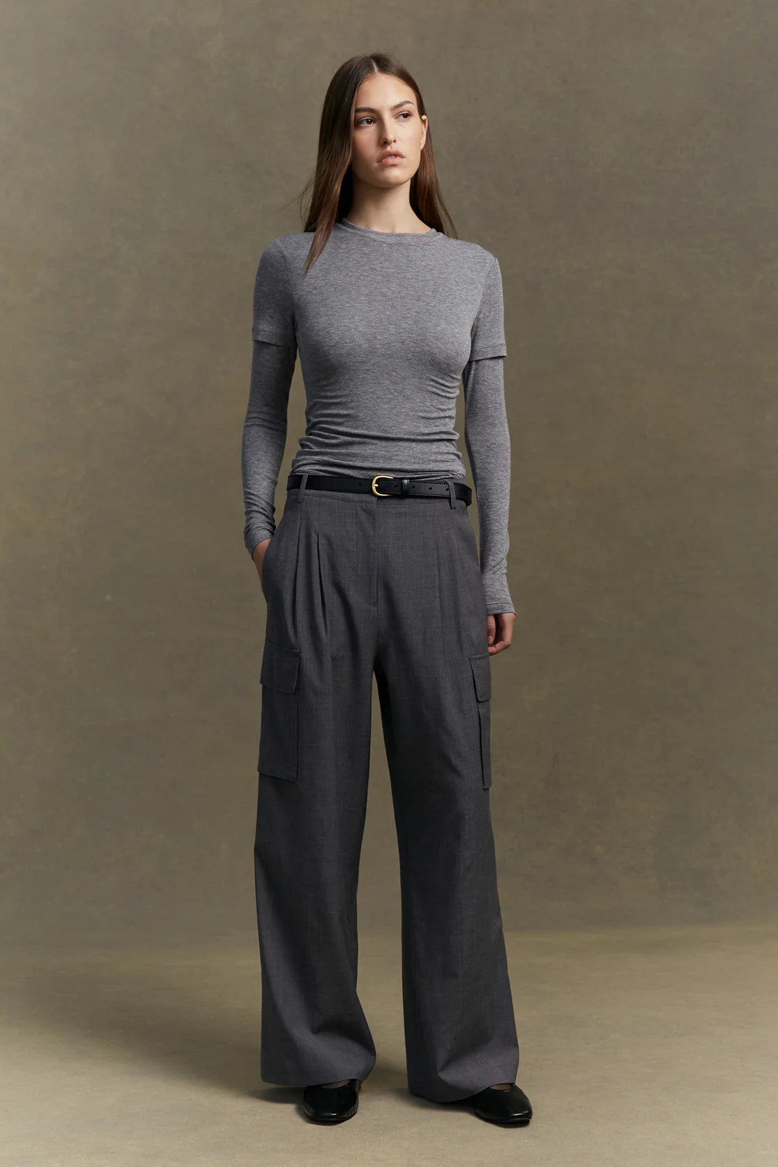 Isara Wool Cargo Pant Charcoal