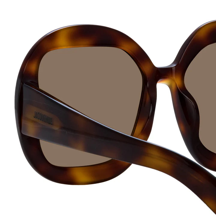 Jacquemus Carre Rond Sunglasses Tortoise