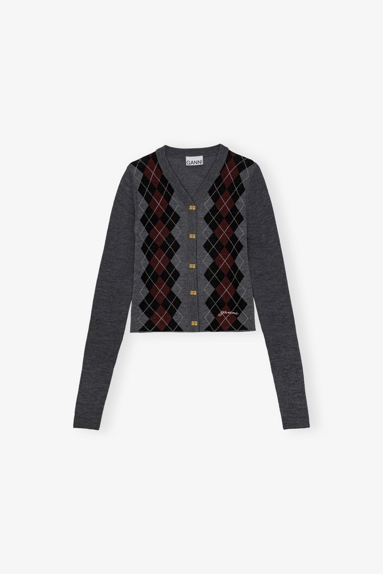 Ganni Cardigan in Grey Wool