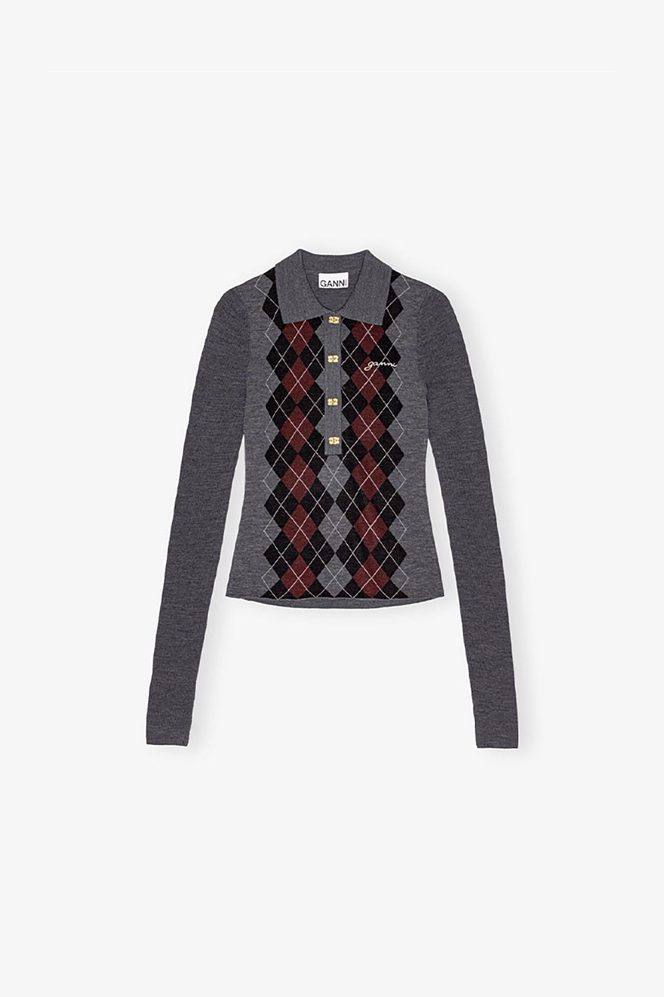 Grey Knitted Polo Shirt