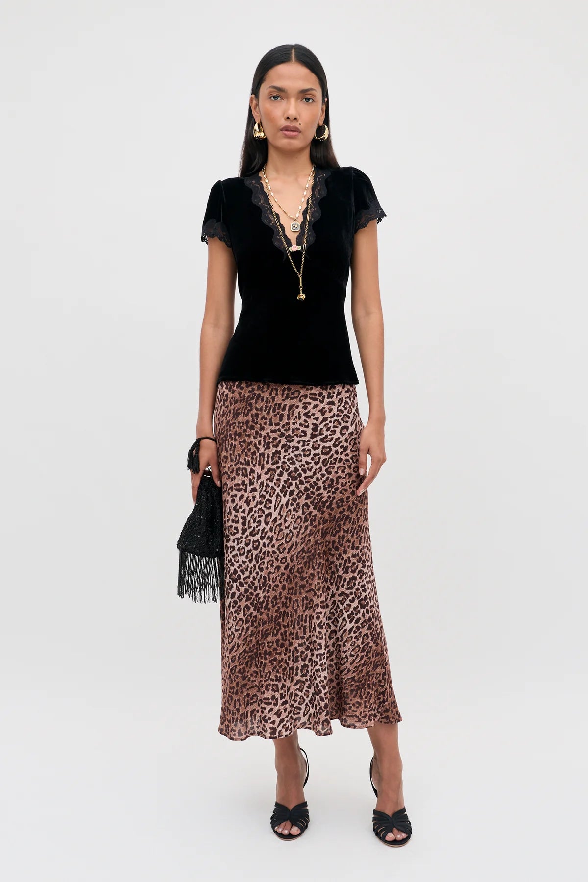 Rixo Karia Top Black Velvet