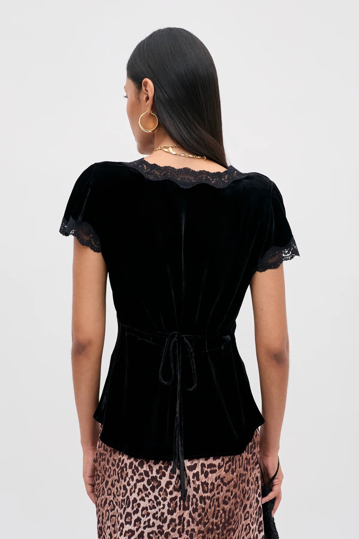 Rixo Karia Top Black Velvet
