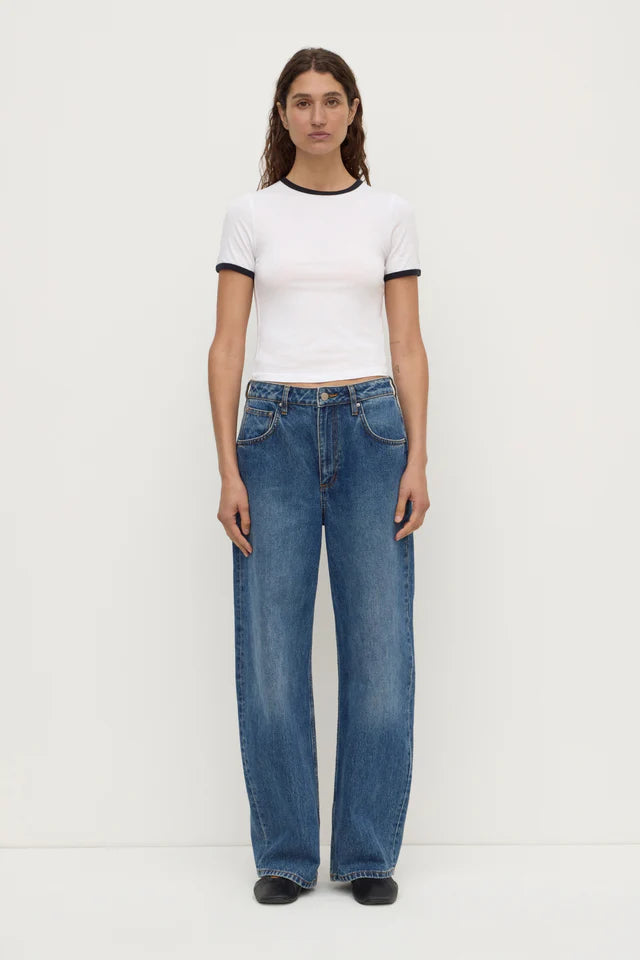 Kourt Contrast Bind Tee White Navy