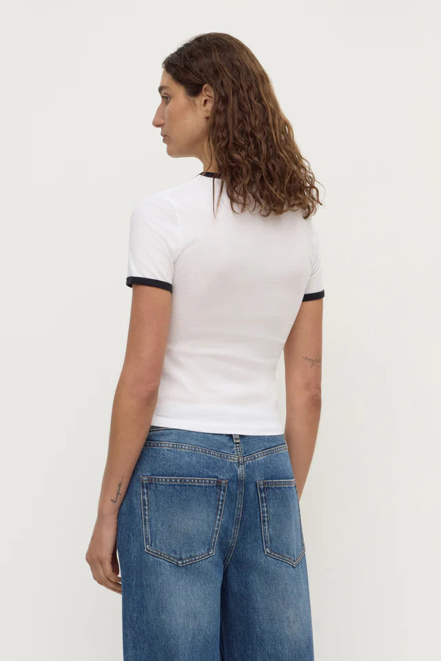 Kourt Contrast Bind Tee White Navy