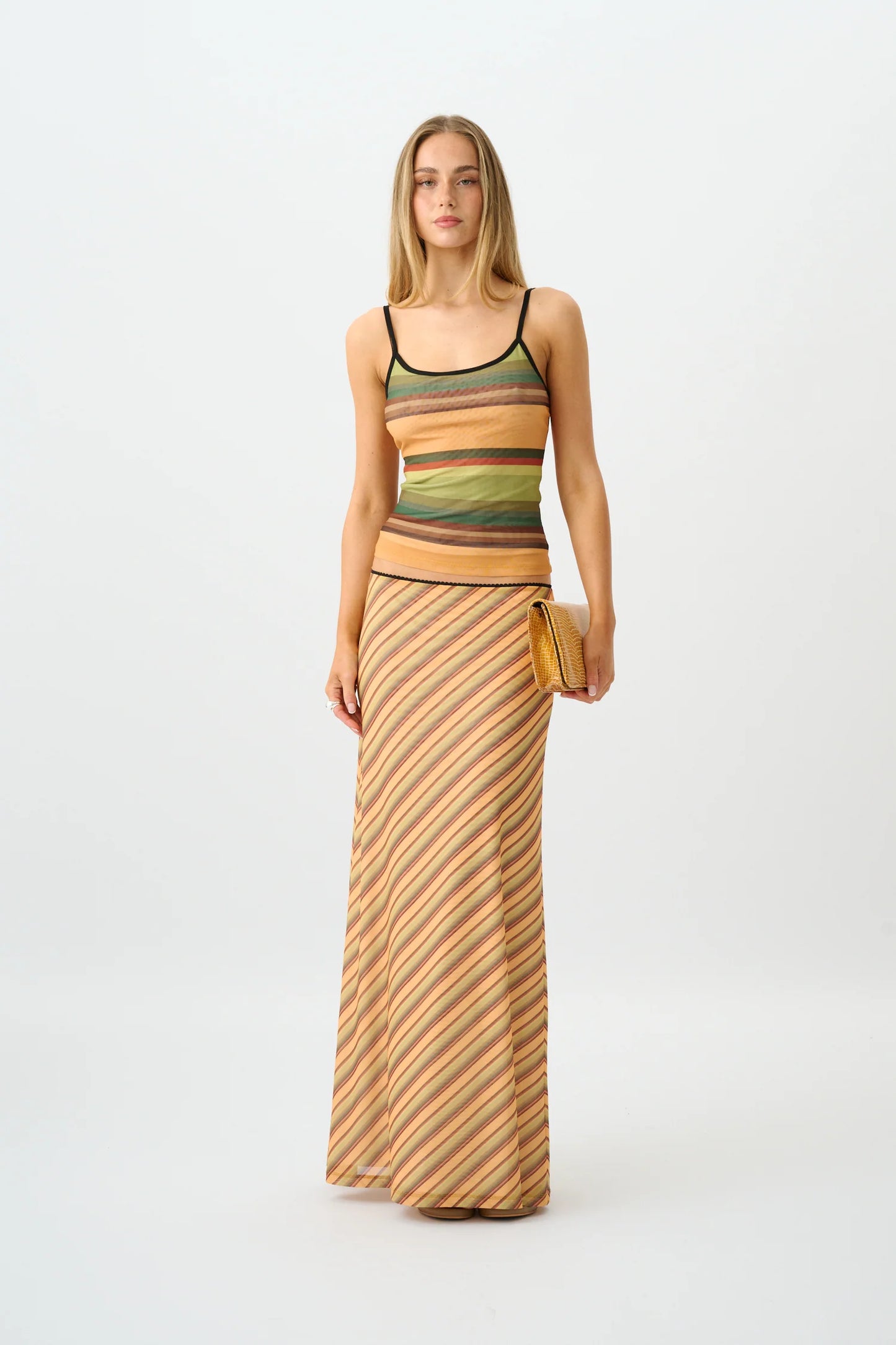 With Harper Lu Mesh Camisole Gold Stripe