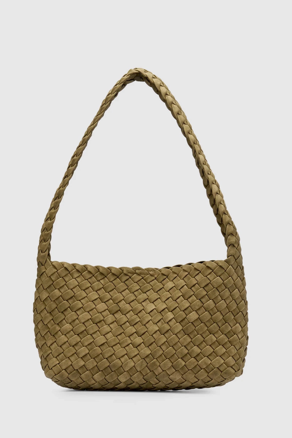 Luca Woven Shoulder Bag Moss Corn Leather