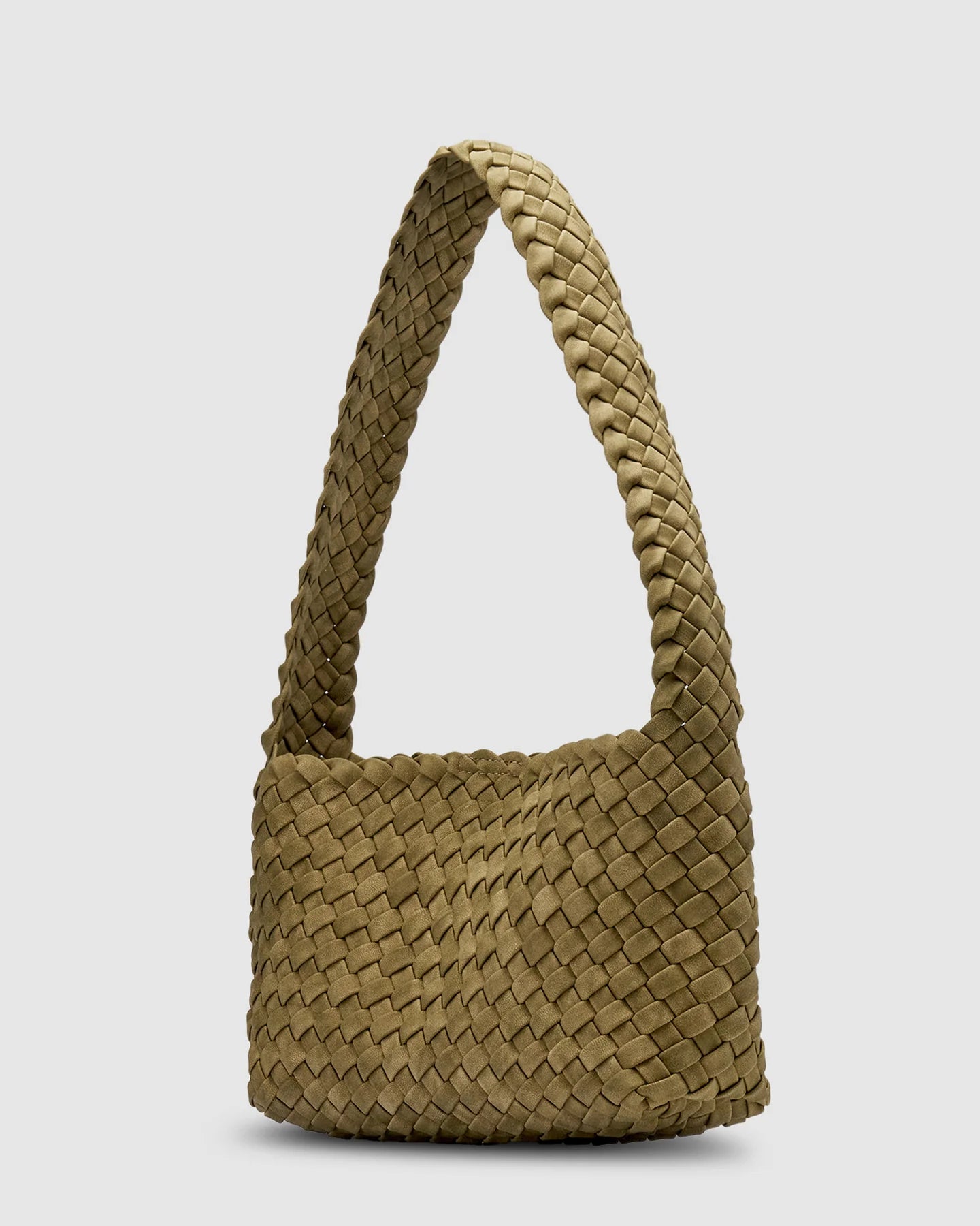 Luca Woven Shoulder Bag Moss Corn Leather