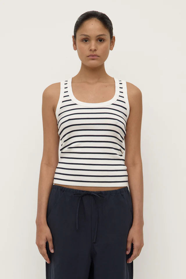 Leony Stripe Tank White Navy