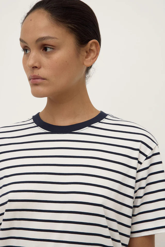 Leony Stripe Tee White Navy