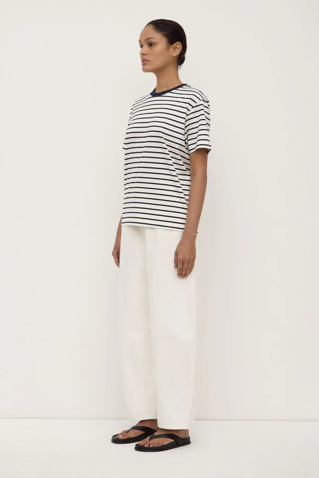 Leony Stripe Tee White Navy