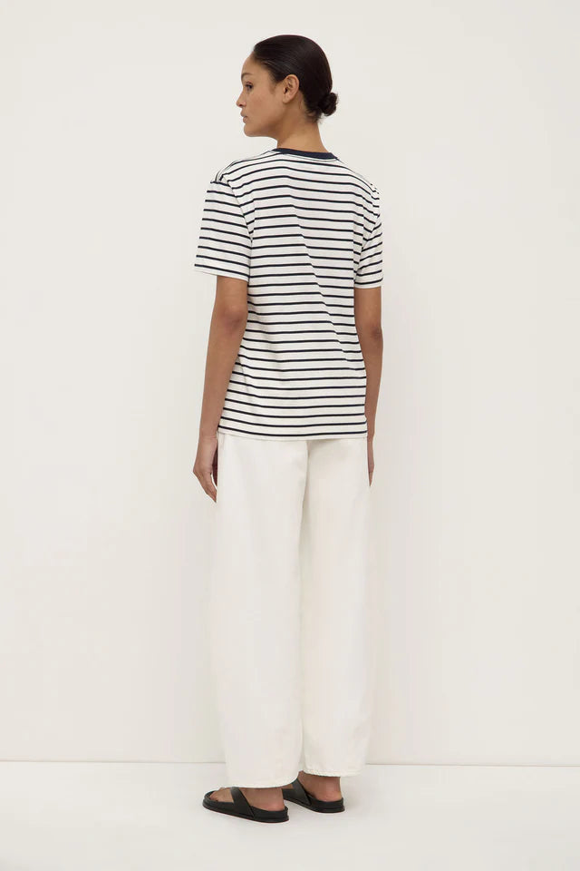 Leony Stripe Tee White Navy