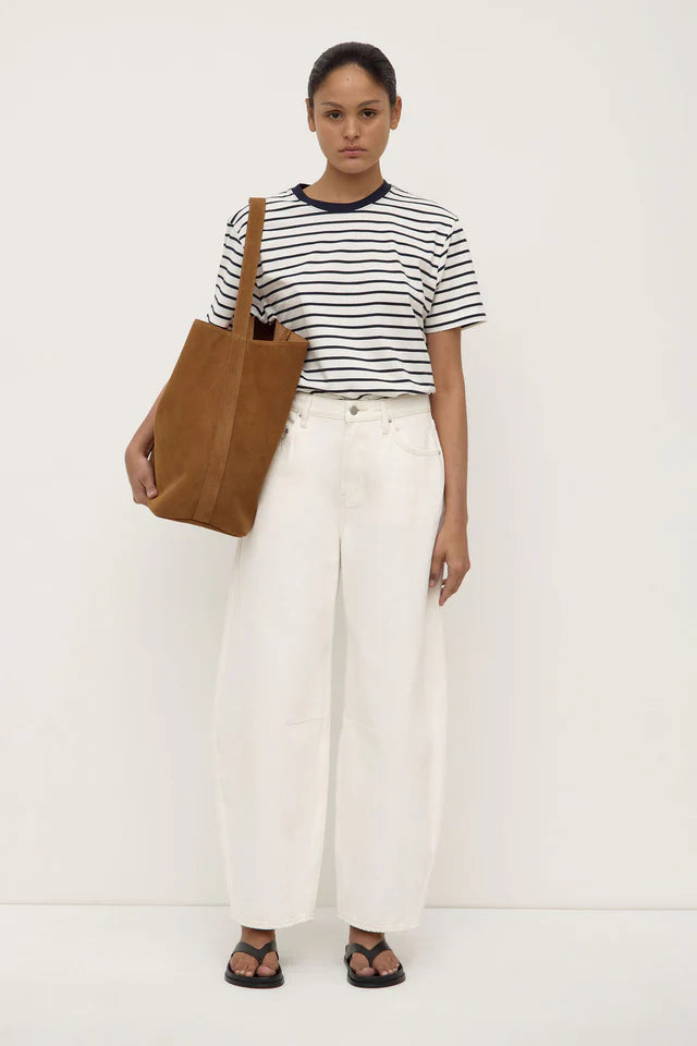 Leony Stripe Tee White Navy