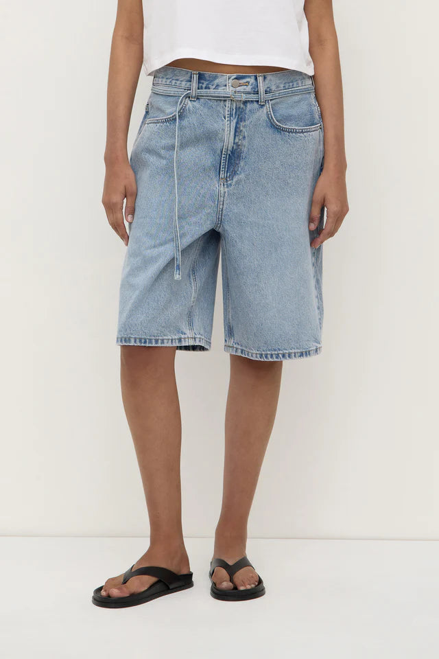 Loose Fit Long Denim Short Mid Stone