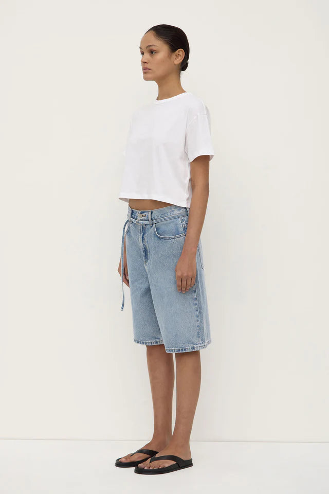 Loose Fit Long Denim Short Mid Stone