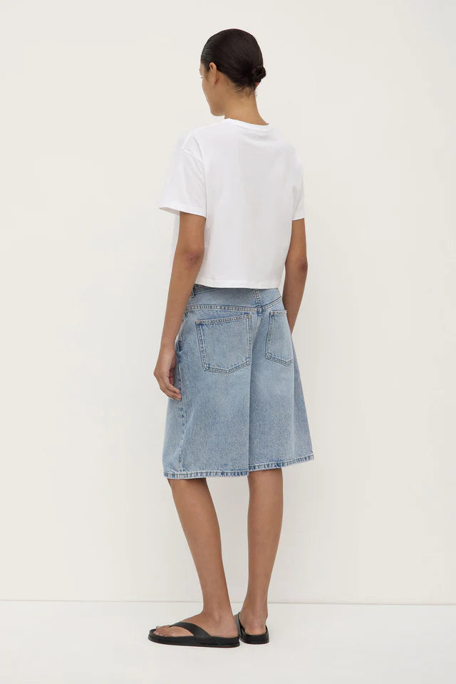 Loose Fit Long Denim Short Mid Stone