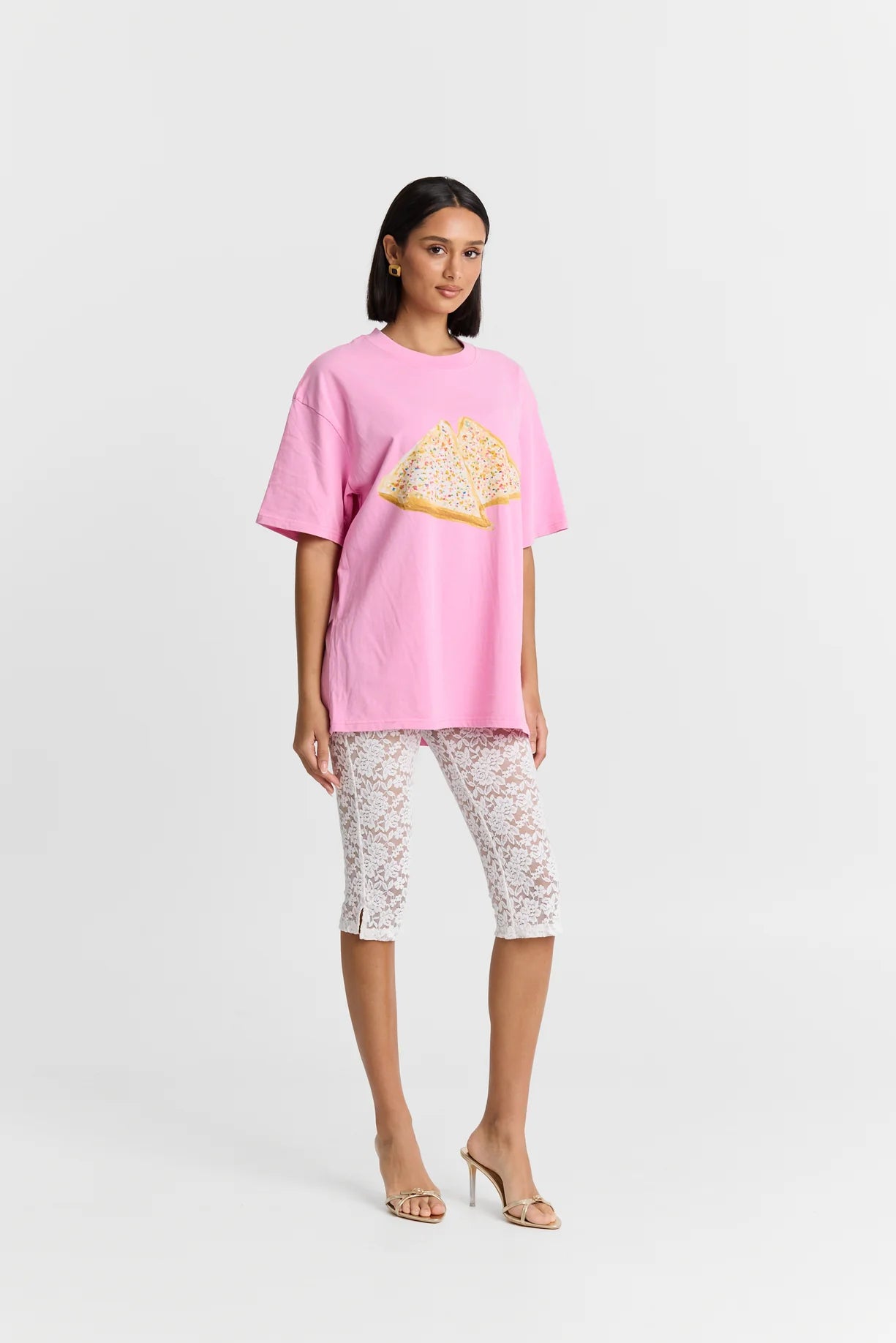 Fairy Bread Acid Wash Oversize Tee Pink