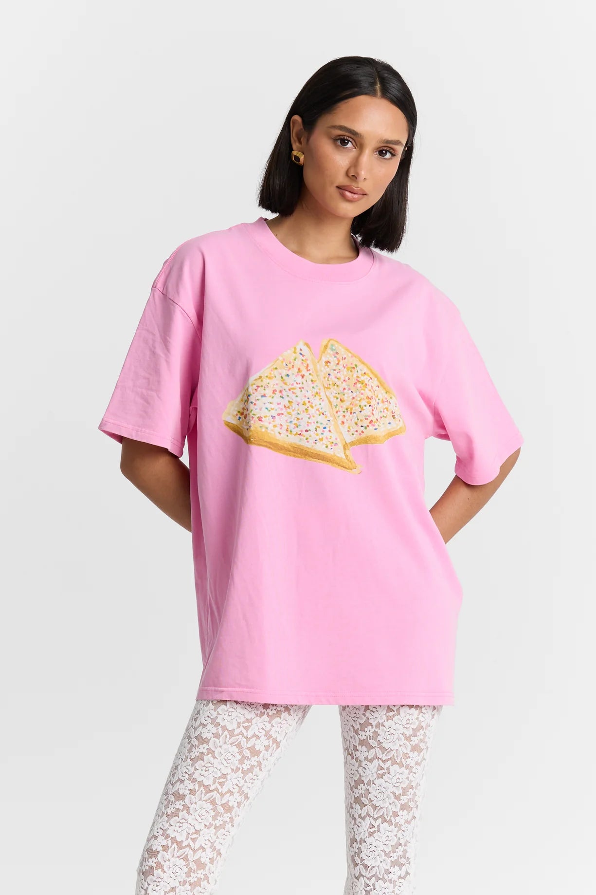 Fairy Bread Acid Wash Oversize Tee Pink