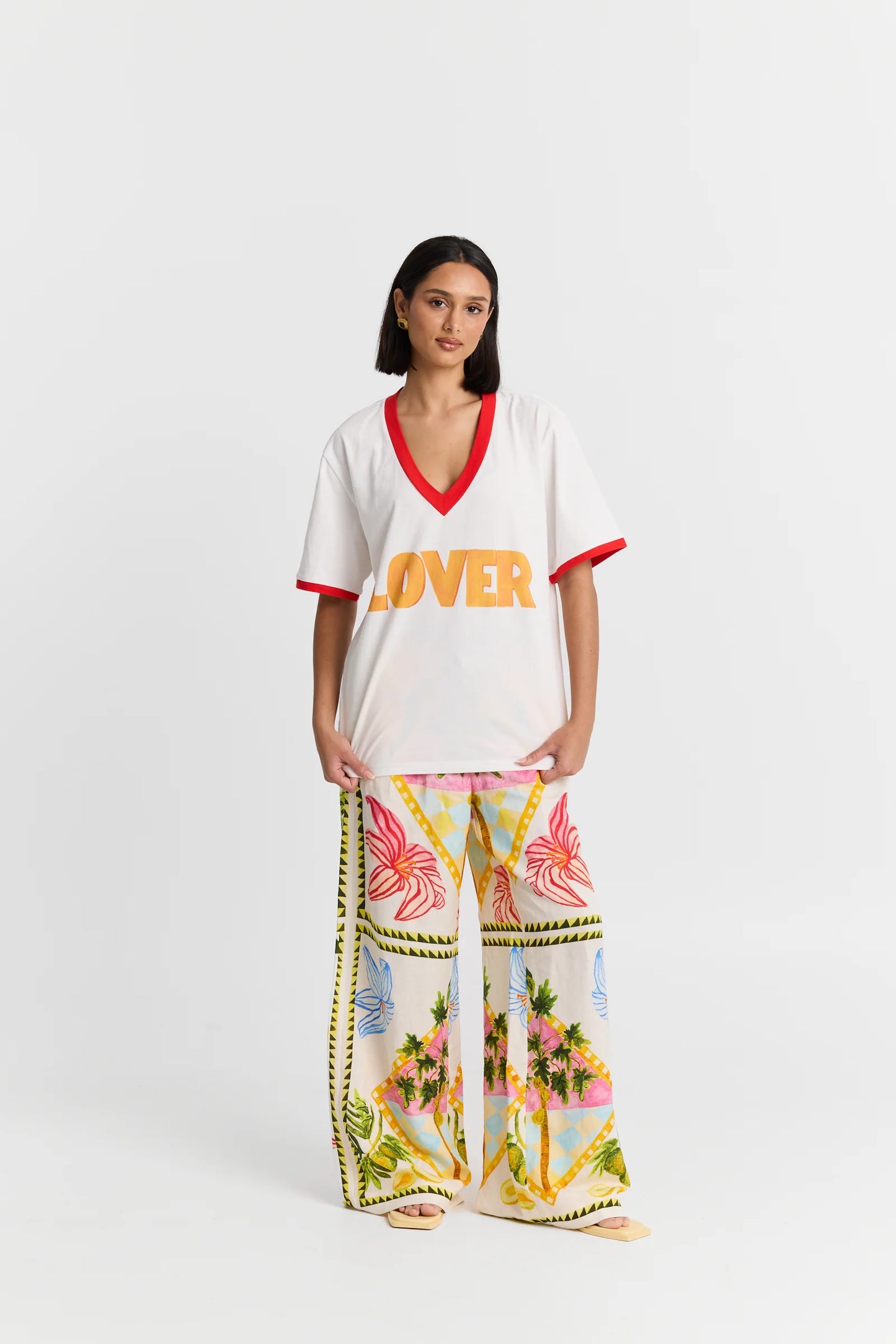 Lover V Neck Tee White