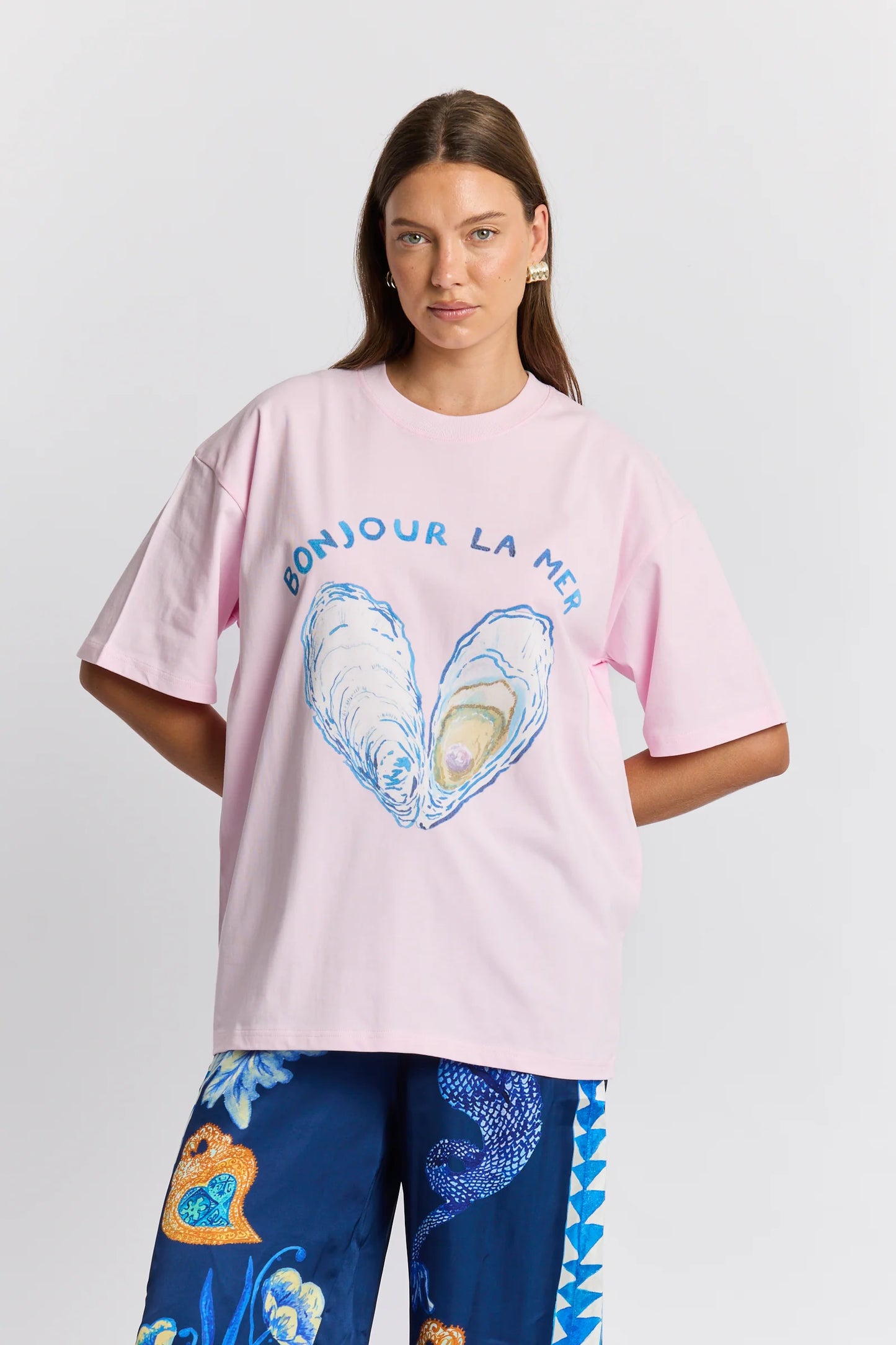 Bonjour La Mer Oversize Tee Baby Pink