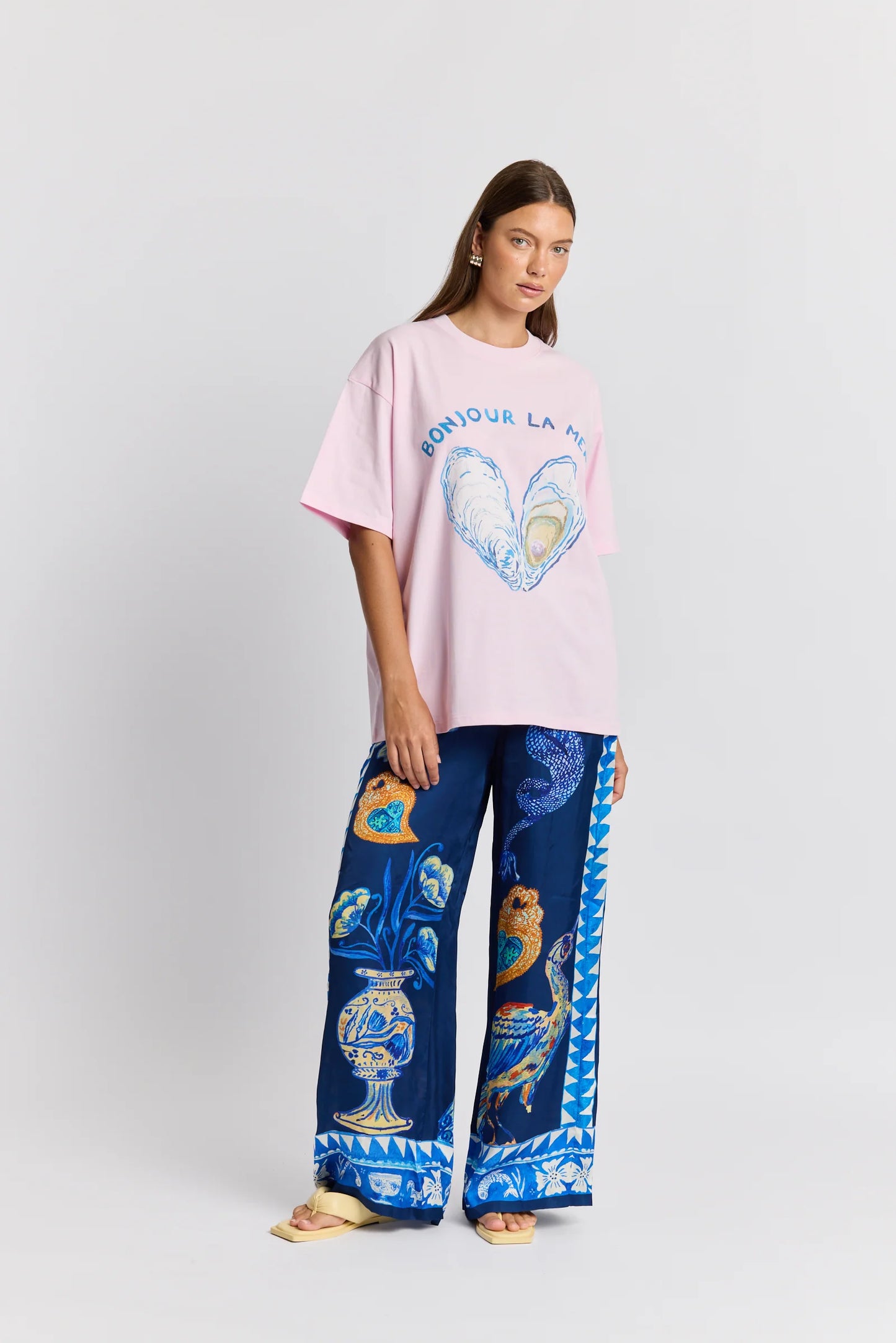 Bonjour La Mer Oversize Tee Baby Pink