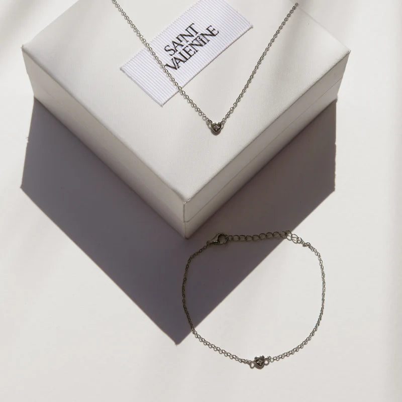 Mini Heart Necklace Silver