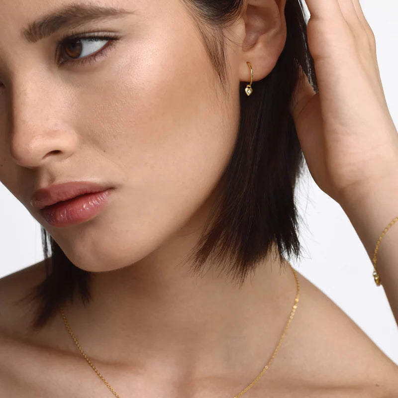 Mini Heart Hoops Gold