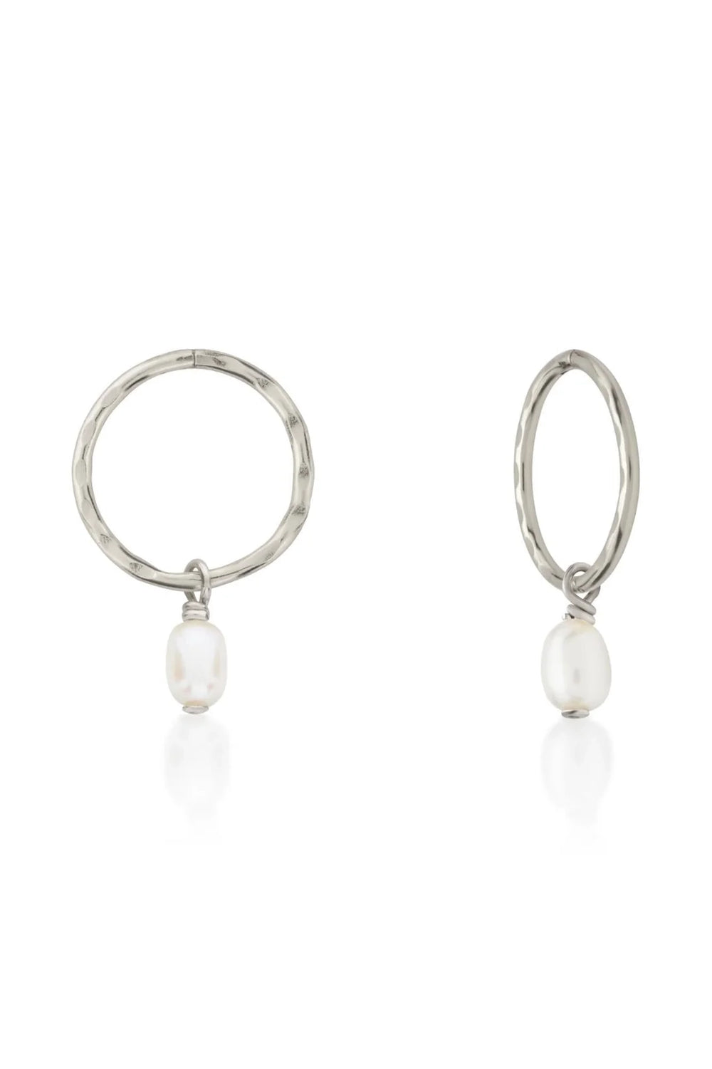 Mini Pearl Hoops Silver