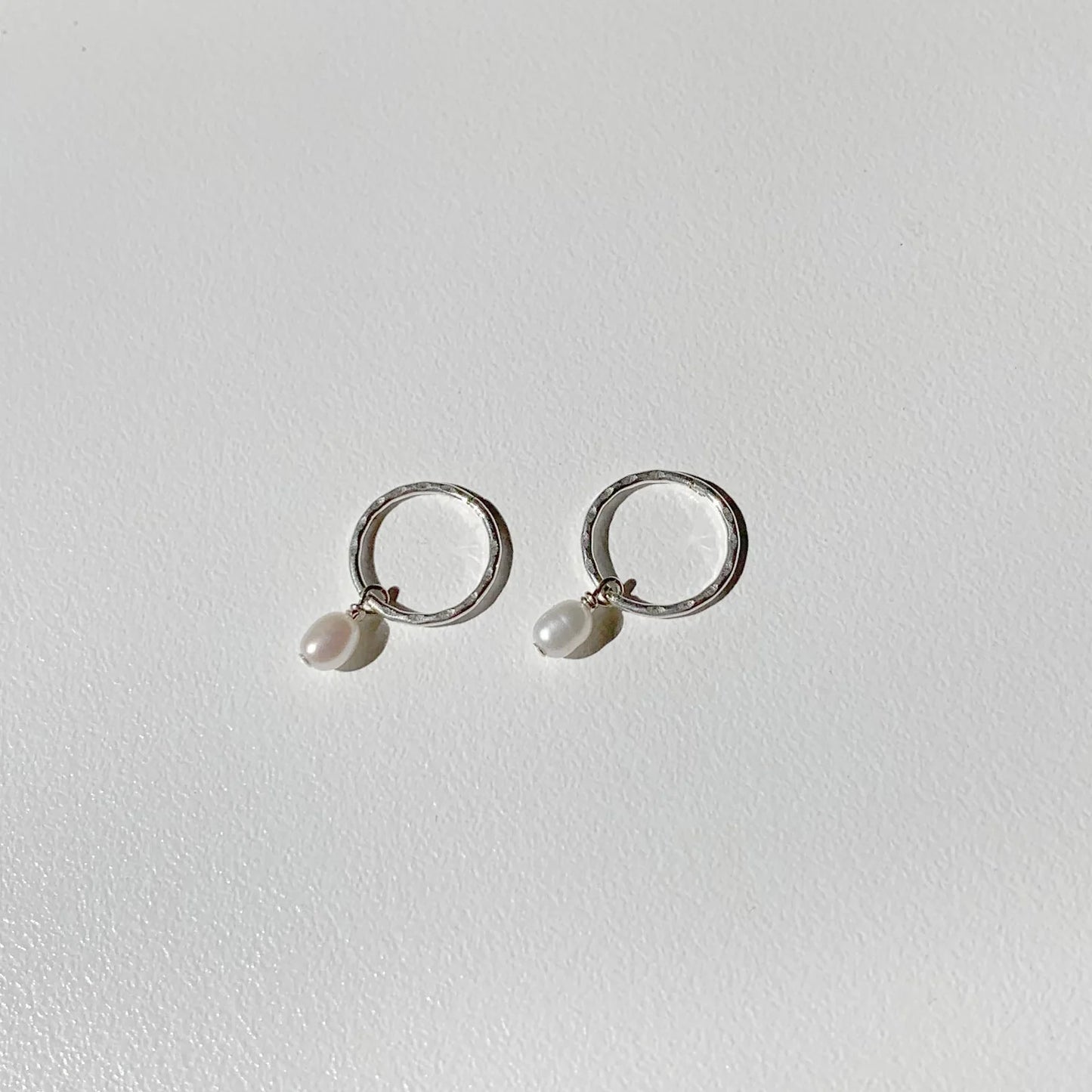 Mini Pearl Hoops Silver