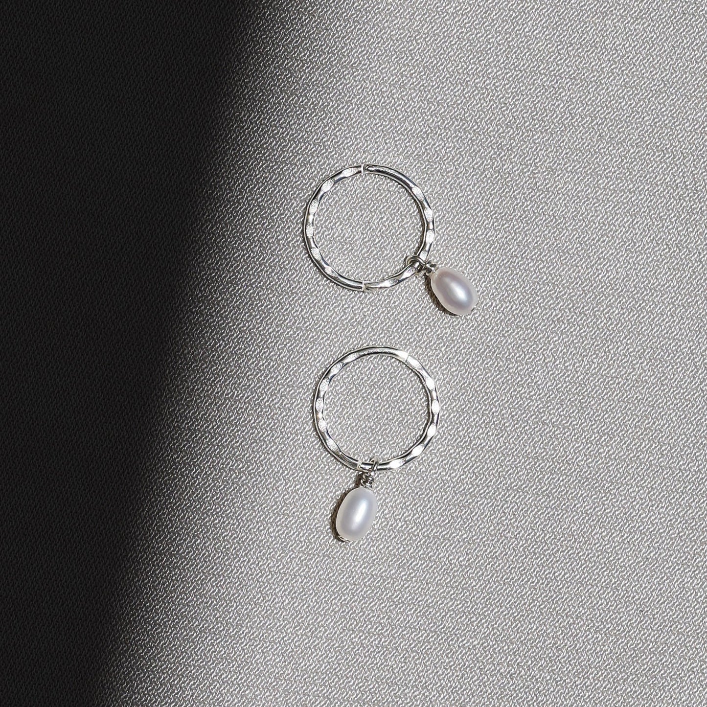 Mini Pearl Hoops Silver